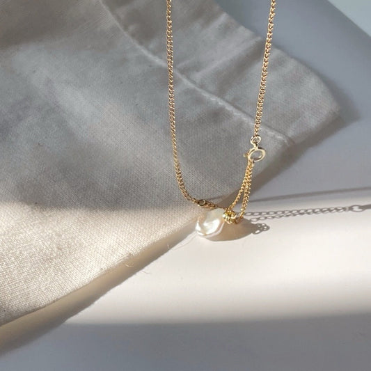 Petal-Shaped Baroque Pearl Pendant Necklace