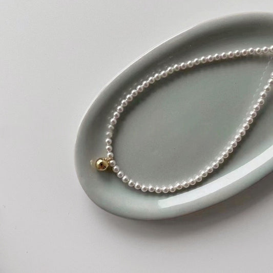 Imitation Pearl Baby Bead Dangle Necklace