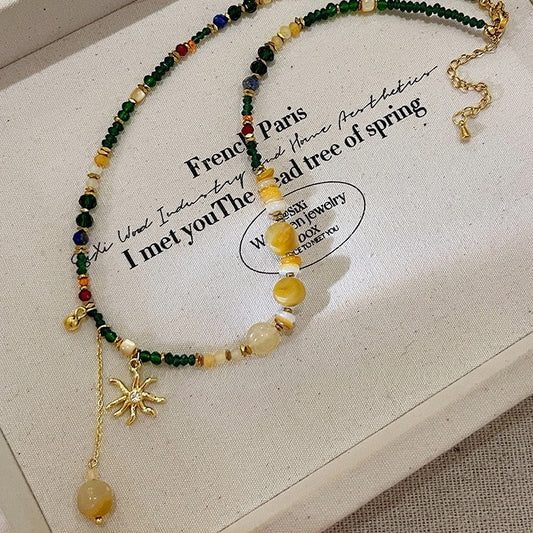 Dopamine Beaded Necklace with Shell & Natural Stone