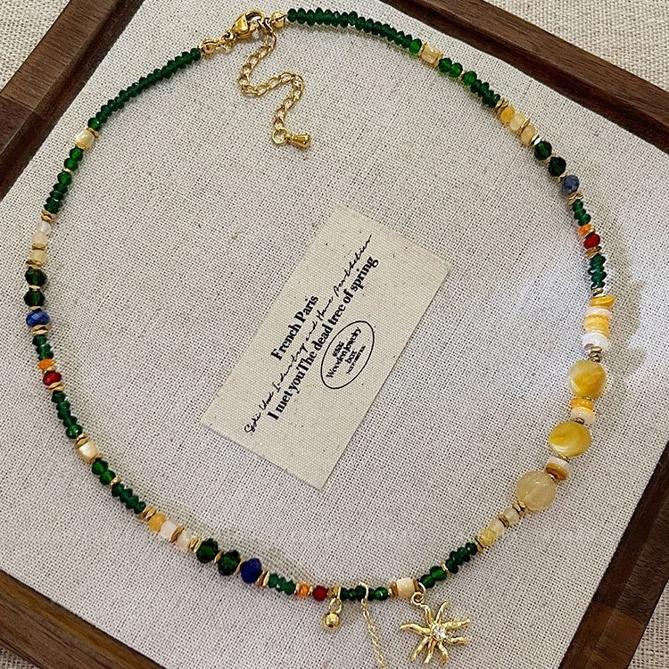 Dopamine Beaded Necklace with Shell & Natural Stone