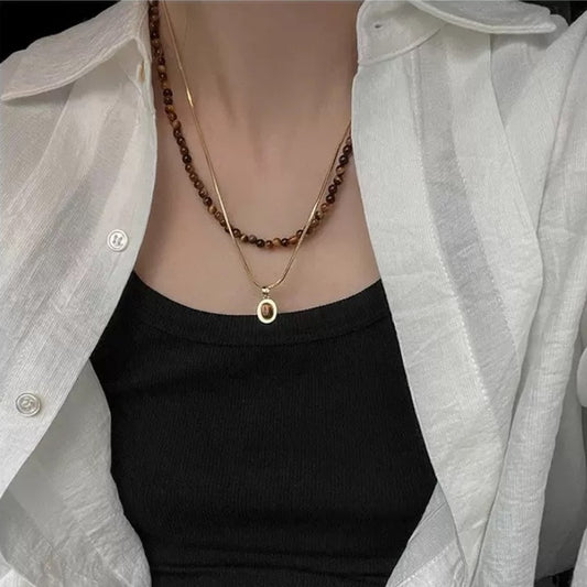 Tiger's Eye Double-Layer Stackable Necklaces