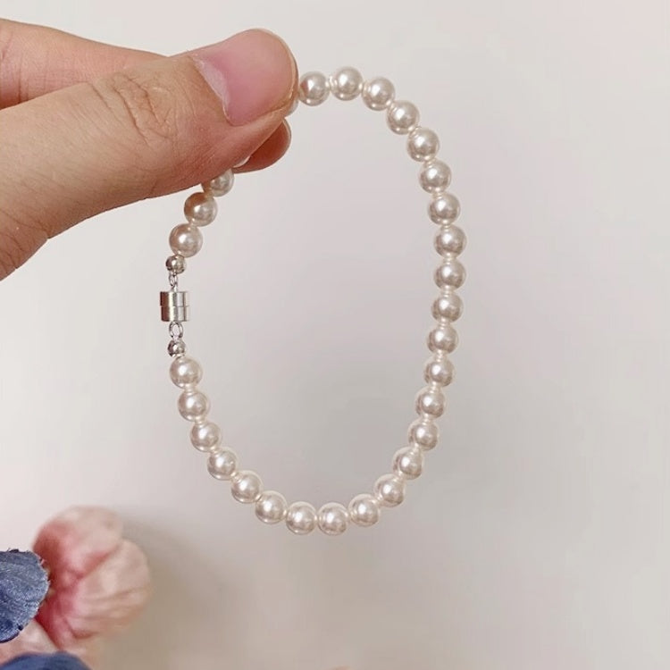 S925 Silver Magnetic Clasp Imitation Pearl Bracelet