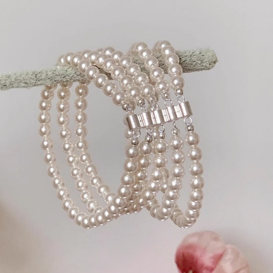 S925 Silver Magnetic Clasp Imitation Pearl Bracelet