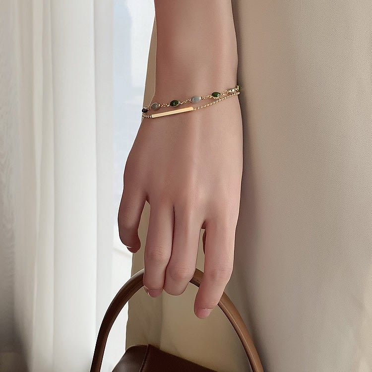 Double-layer stacked vintage oil-drip bracelet