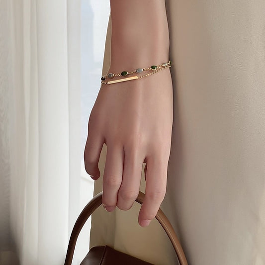 Double-layer stacked vintage oil-drip bracelet