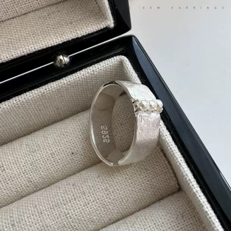 S925 Sterling Silver Mini Pearl Accent Open Ring