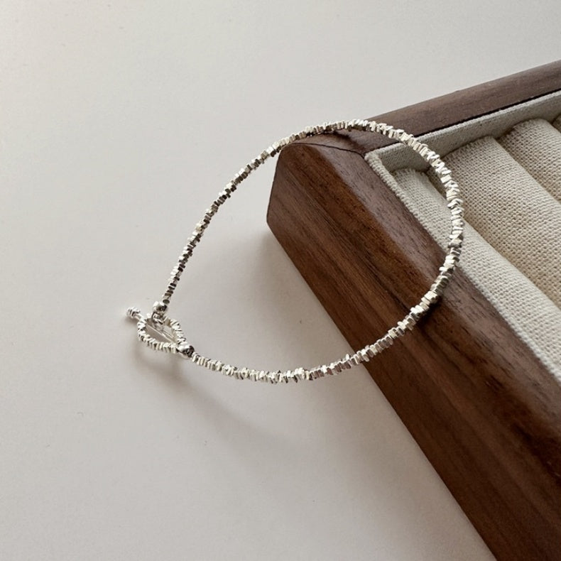 S925 Sterling Silver Crushed Silver Bead Bracelet