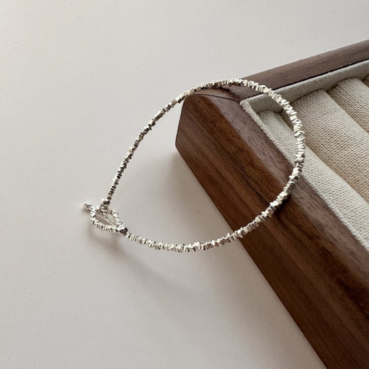 S925 Sterling Silver Crushed Silver Bead Bracelet