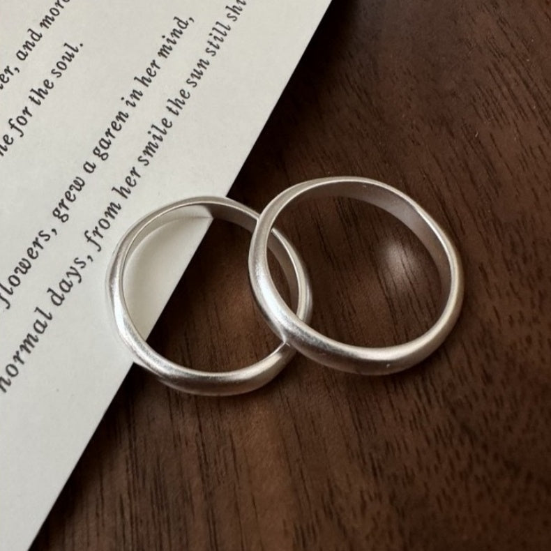 S925 Sterling Silver Matte Brushed Plain Ring