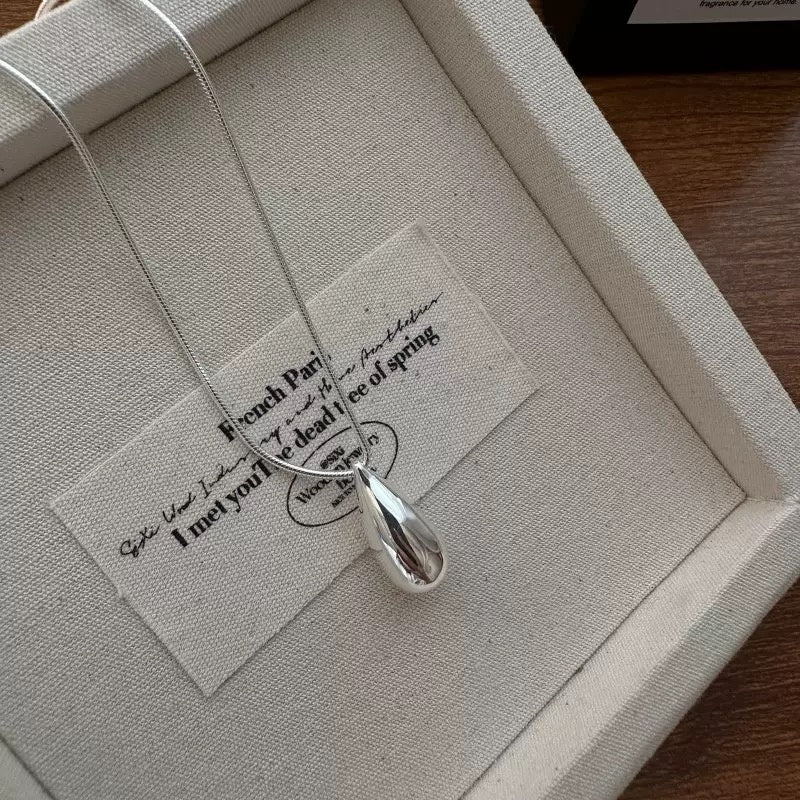 S925 Sterling Silver Teardrop Pendant Adjustable Necklace