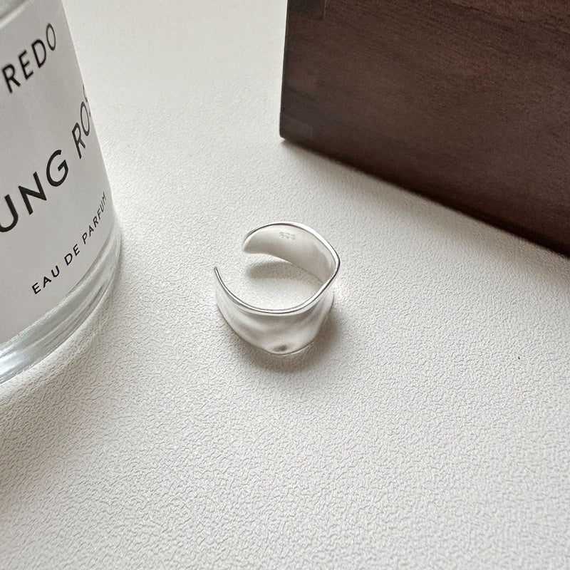 S925 Sterling Silver Matte Irregular Open Ring