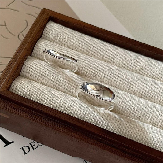 S925 Sterling Silver Teardrop Unique Shape Open Ring