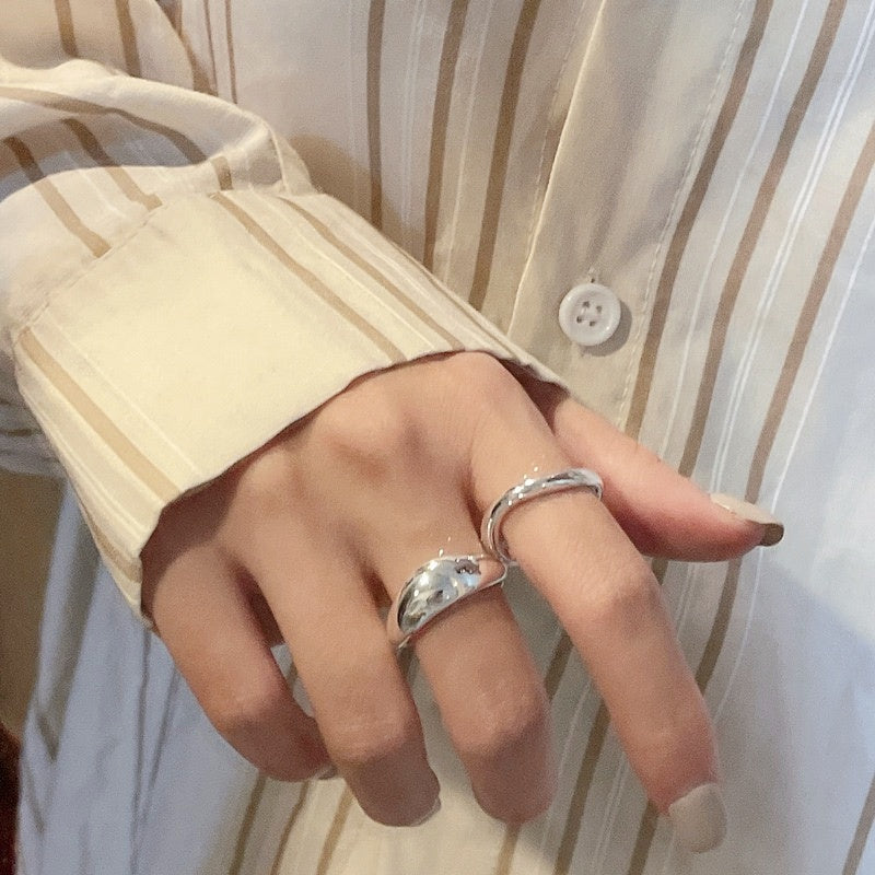 S925 Sterling Silver Teardrop Unique Shape Open Ring