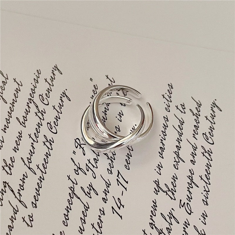 S925 Sterling Silver Teardrop Unique Shape Open Ring
