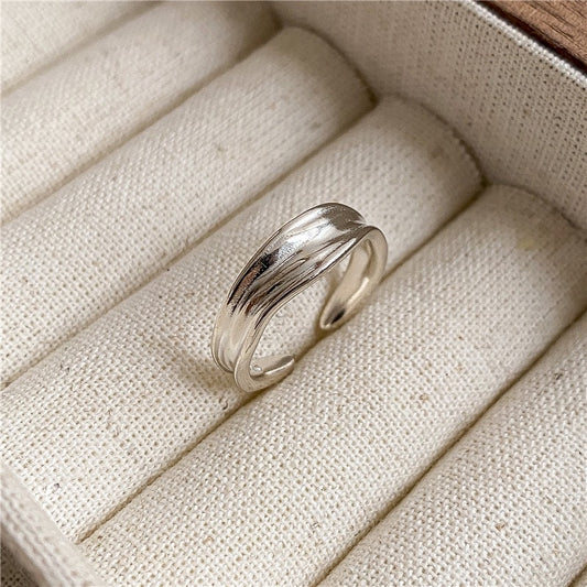 S925 Sterling Silver Asymmetrical Streamlined Ring
