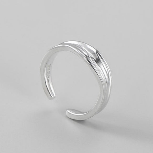 S925 Sterling Silver Asymmetrical Streamlined Ring