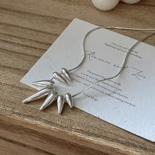 S925 Sterling Silver Reversed Teardrop Pendant Necklace