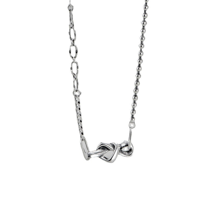 S925 Sterling Silver Knotted Heart Pendant Necklace