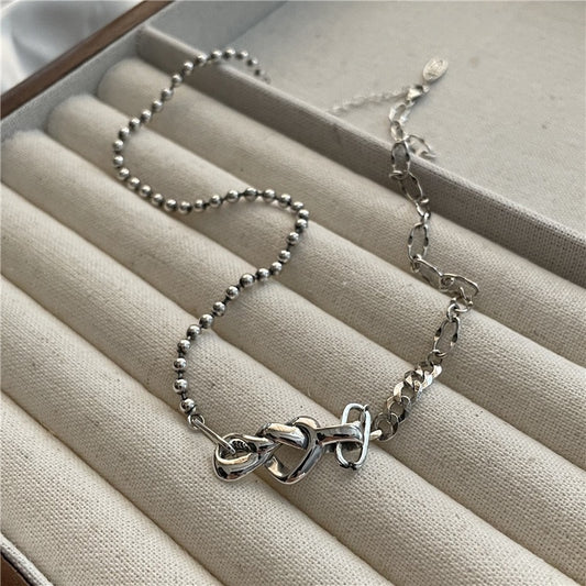 S925 Sterling Silver Knotted Heart Pendant Necklace