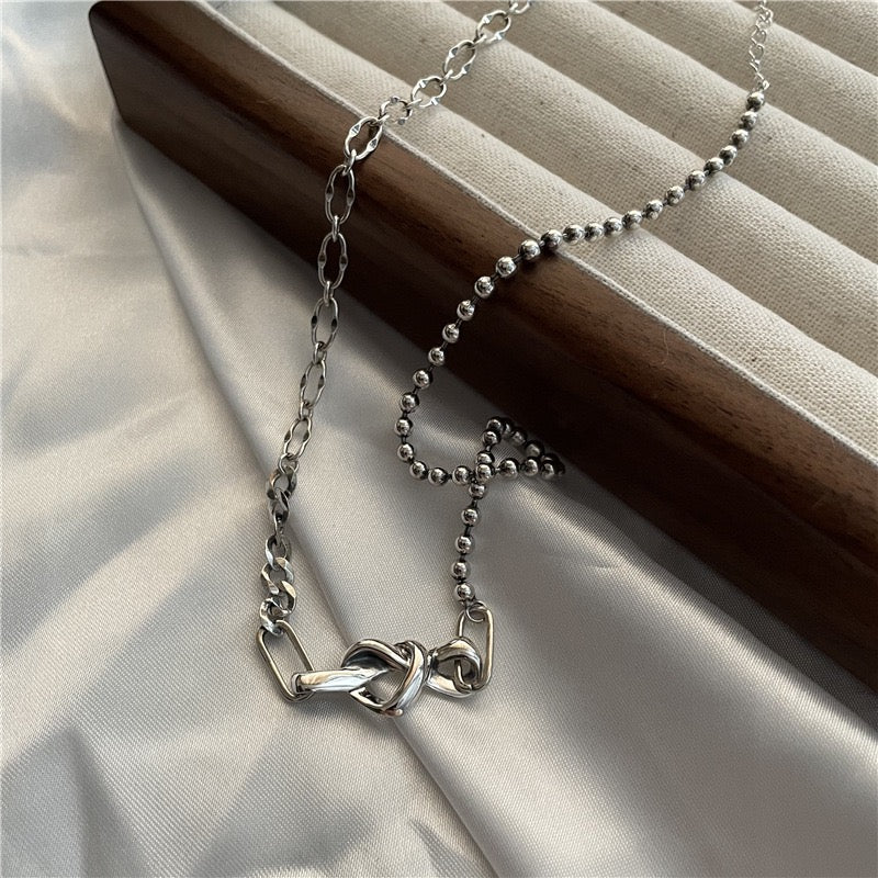 S925 Sterling Silver Knotted Heart Pendant Necklace