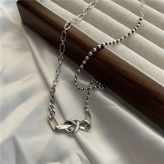 S925 Sterling Silver Knotted Heart Pendant Necklace