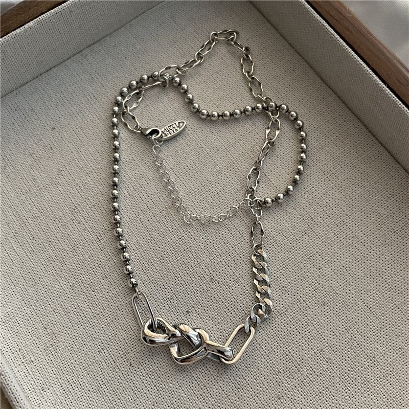 S925 Sterling Silver Knotted Heart Pendant Necklace