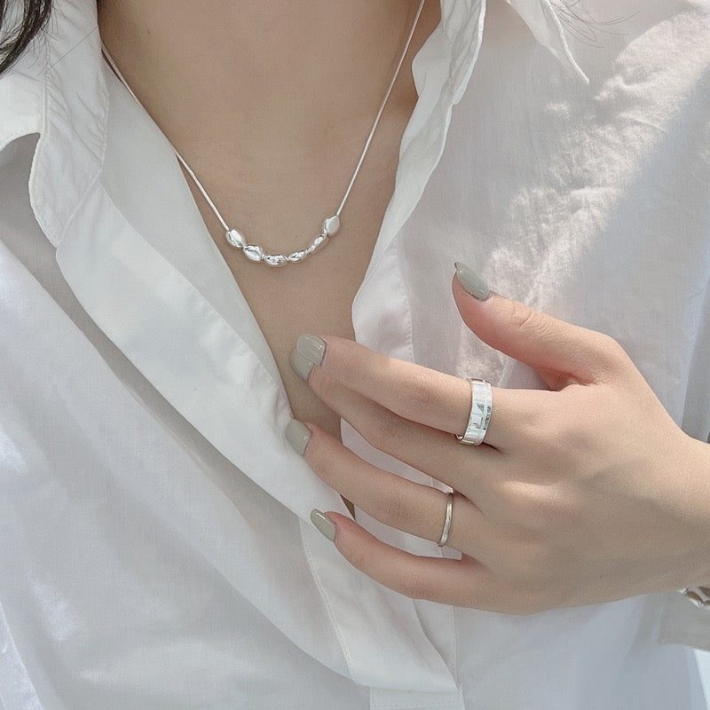 S925 Sterling Silver Bead-Shaped Pendant Necklace