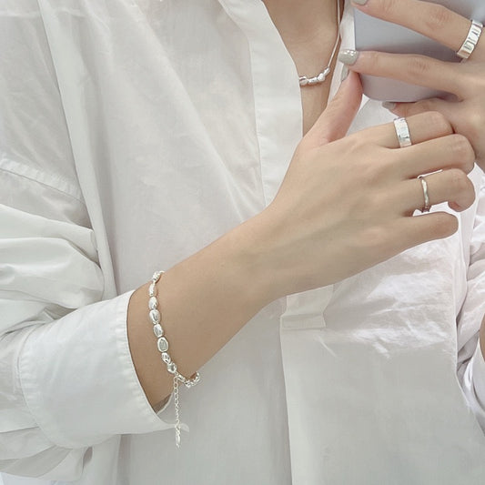 S925 Sterling Silver Beaded Bead Chain Bracelet