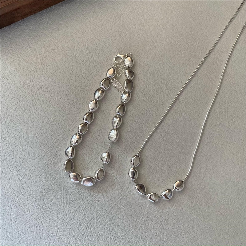 S925 Sterling Silver Beaded Bead Chain Bracelet