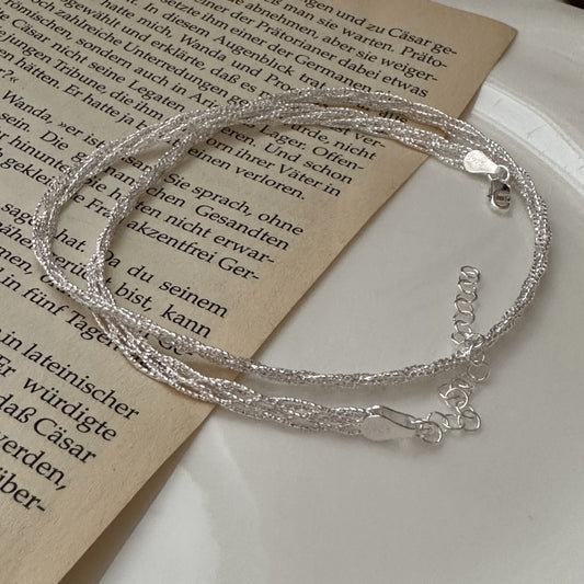 S925 Sterling Silver Necklace with a Braided Rope Texture