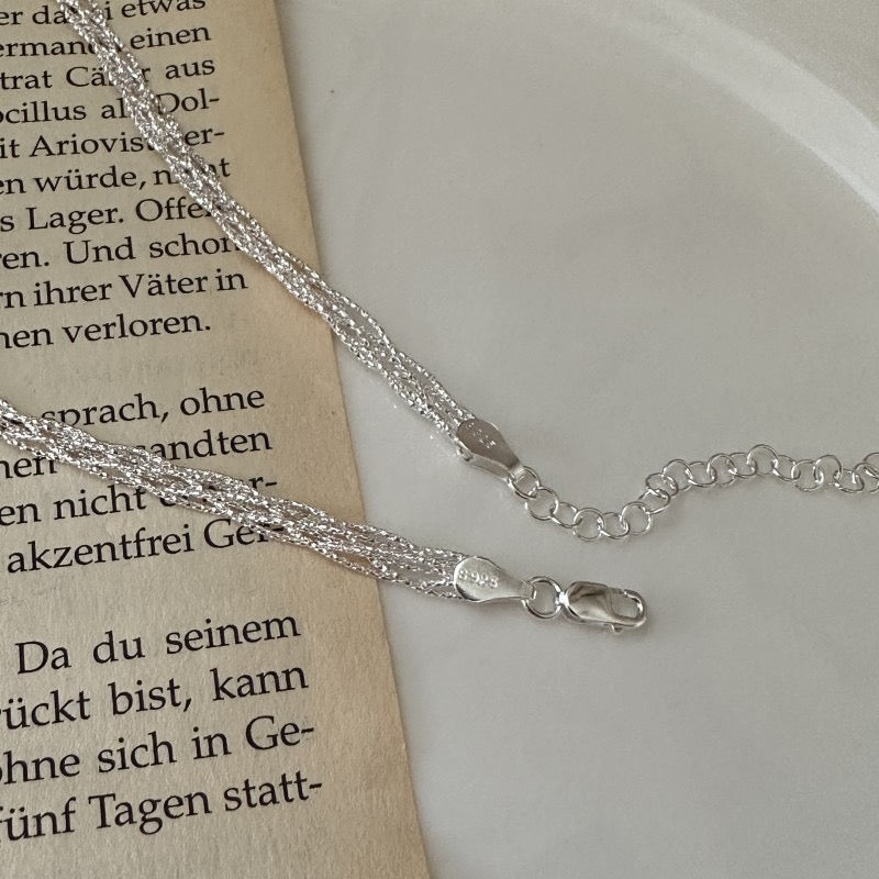 S925 Sterling Silver Necklace with a Braided Rope Texture