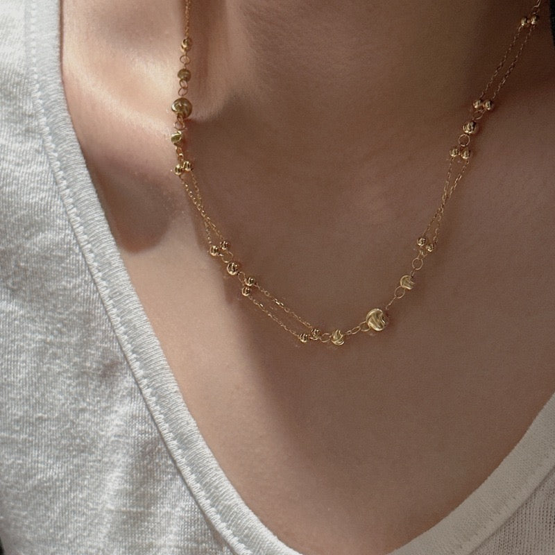 S925 Sterling Silver Double-Layer Beaded Necklace