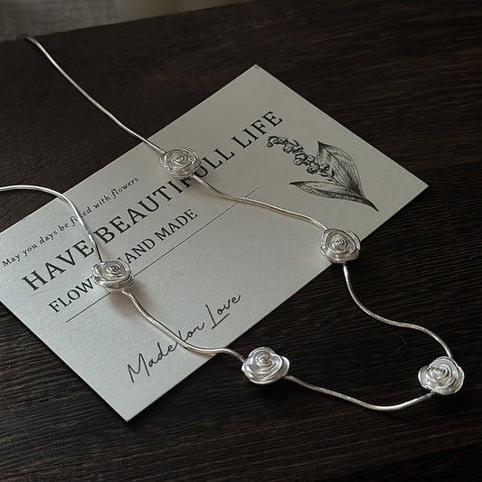 S925 Sterling Silver Rose Pendant Necklace