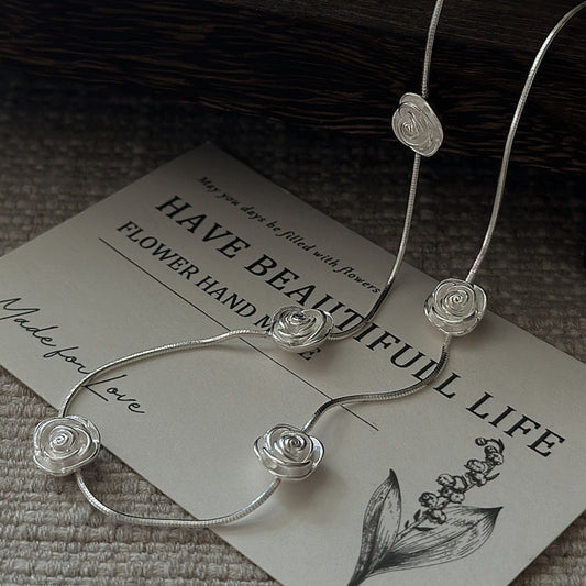 Silver Rose Necklace