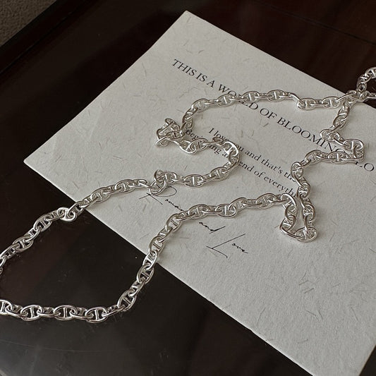 S925 Sterling Silver Pig-Nose Shaped Hollow-Out Necklace