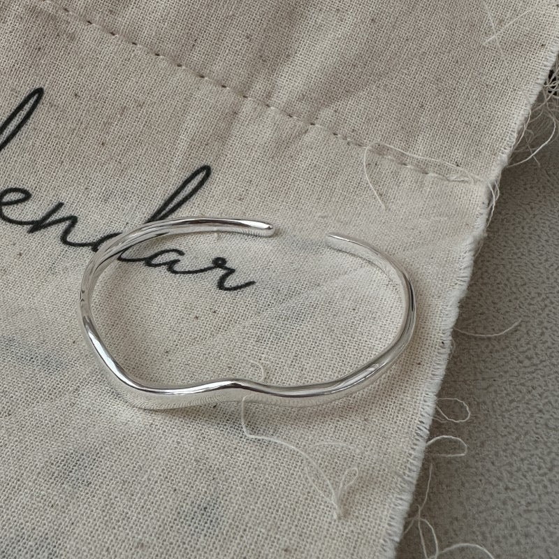 S925 Sterling Silver Smooth Wavy Bangle
