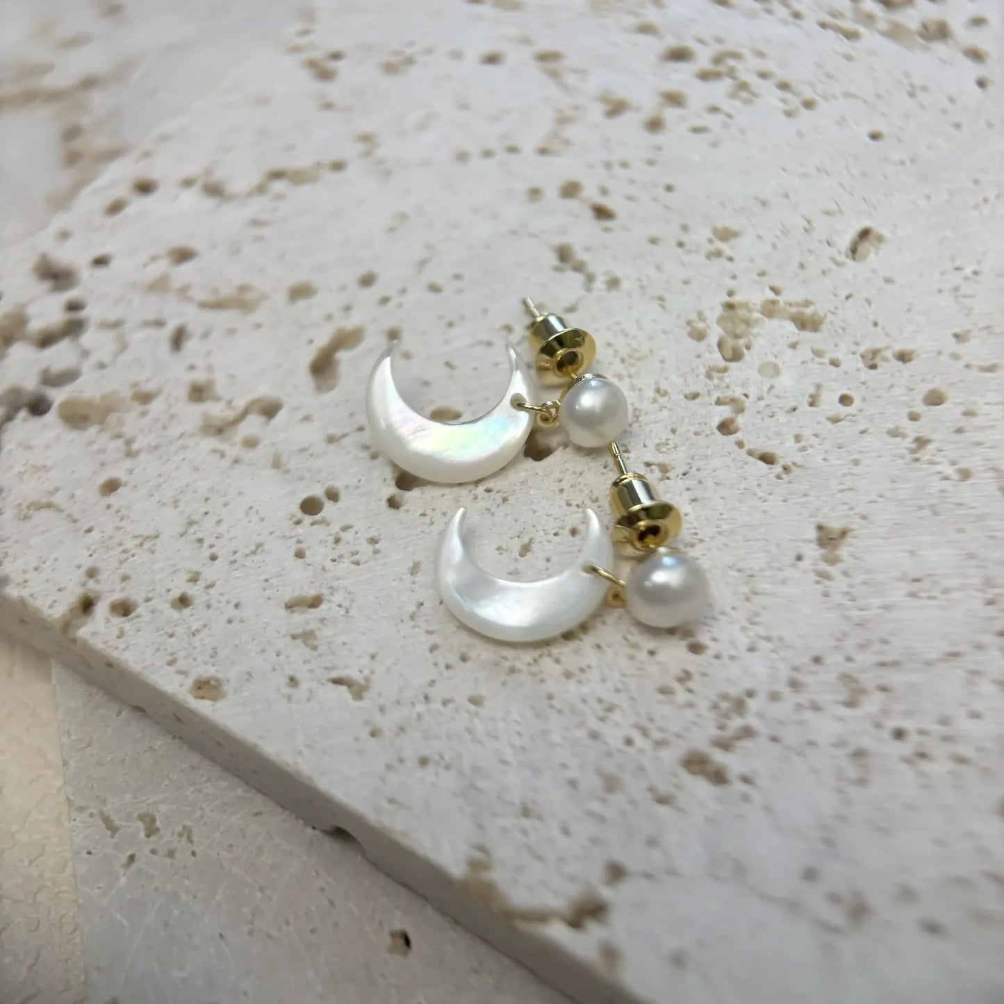 Star and Moon Freshwater Pearl Earrings