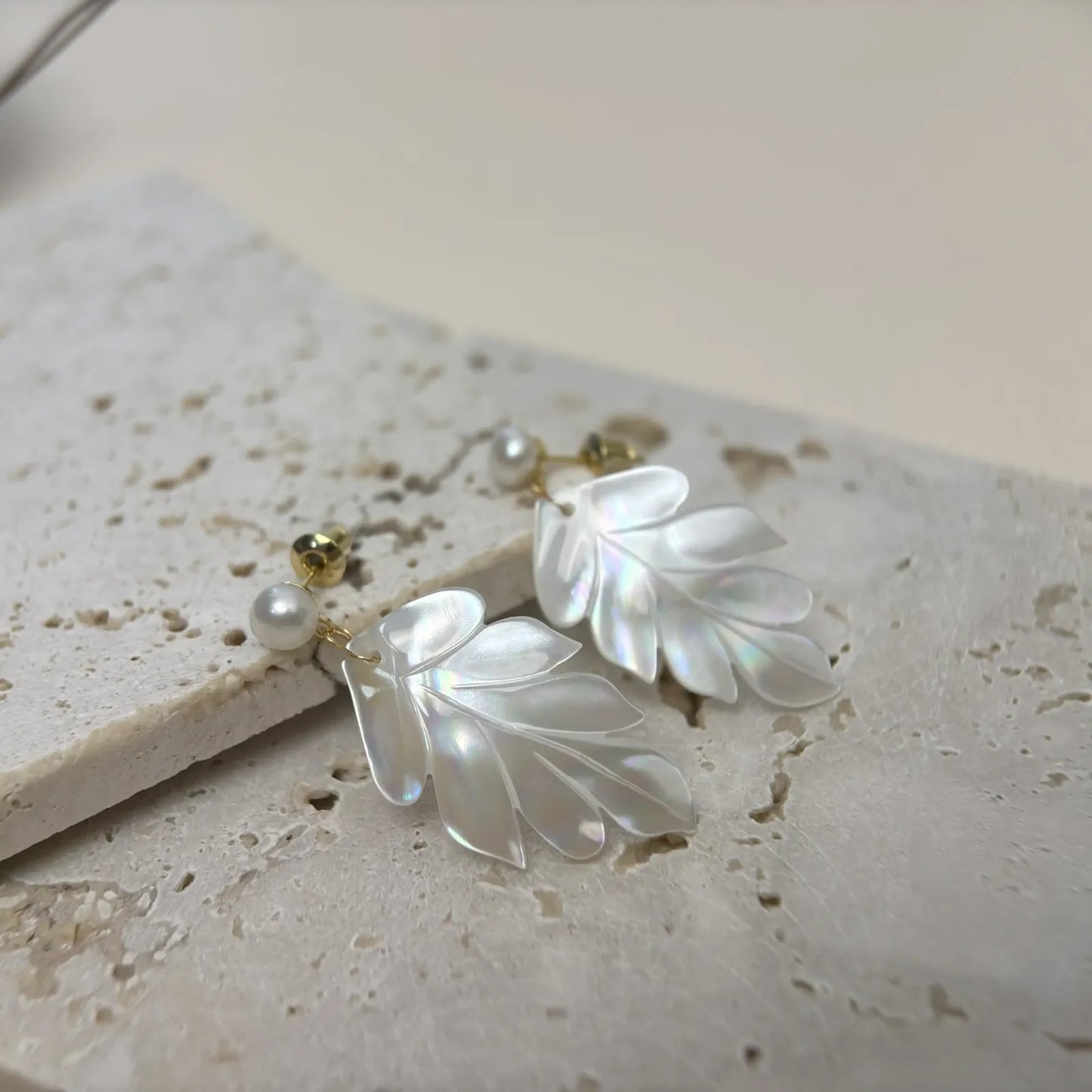 Leaf-Shaped Natural Shell Earrings
