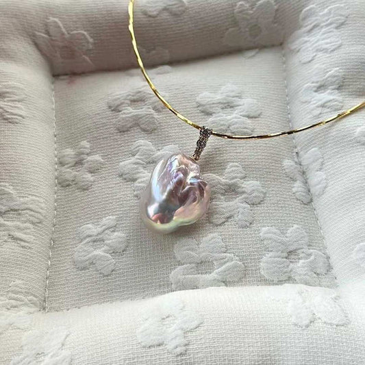 FAIRY PINK LARGE BAROQUE PENDANT NECKLACE