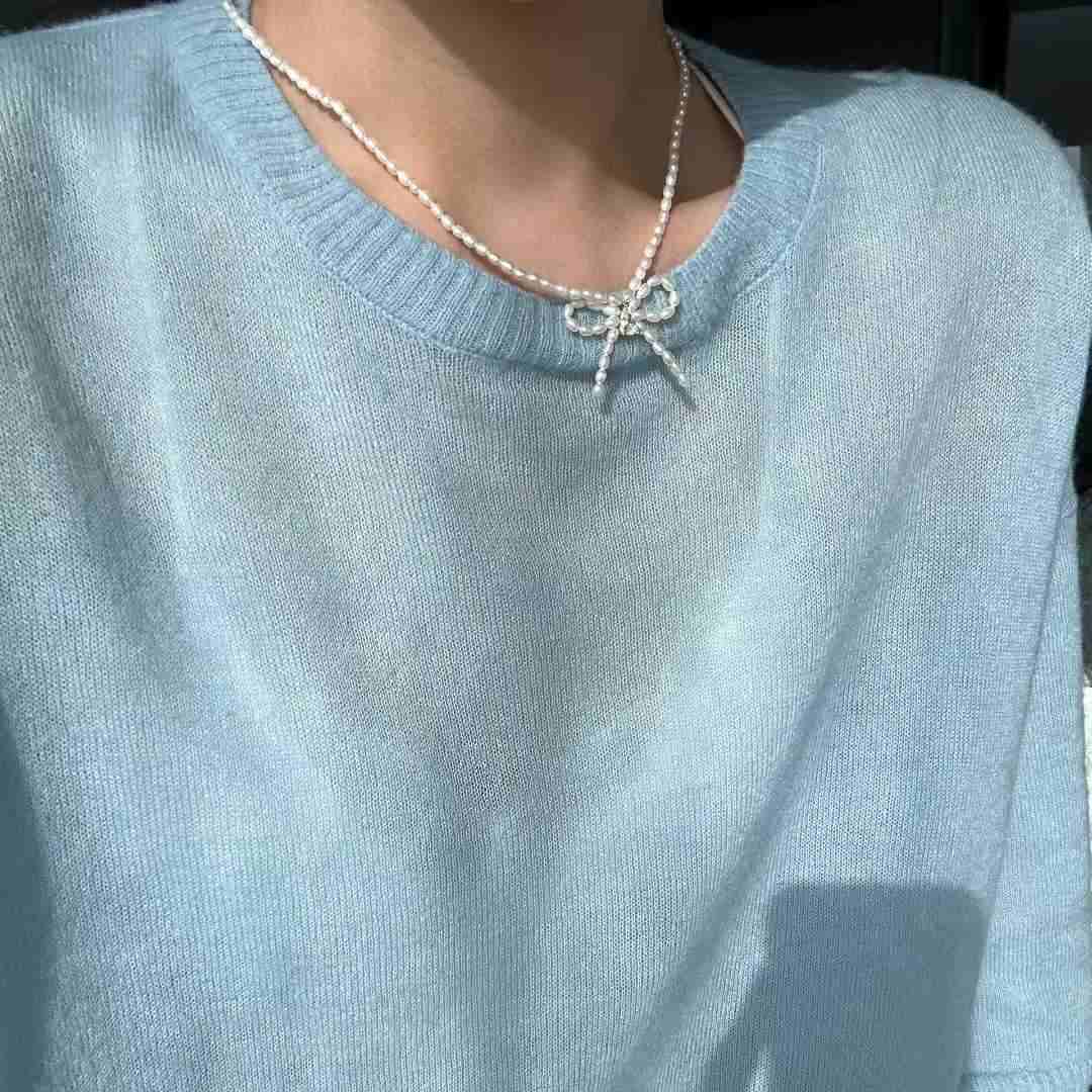 BOW GRADUATED PEARL NECKLACE