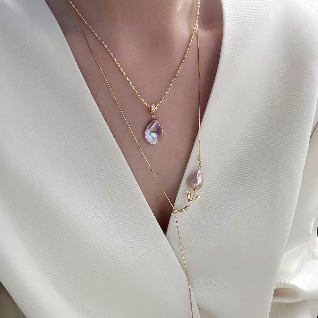 GOLDEN ROSE BAROQUE PEARL NECKLACE