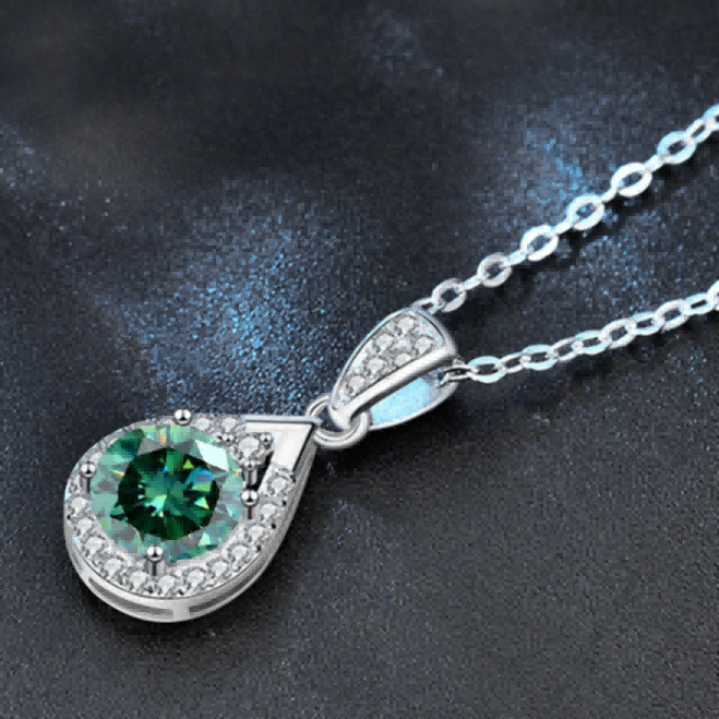 Teardrop Moissanite Pendant Necklace in S925 Sterling Silver