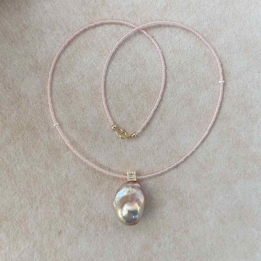 BLUSH DEW BAROQUE PEARL NECKLACE