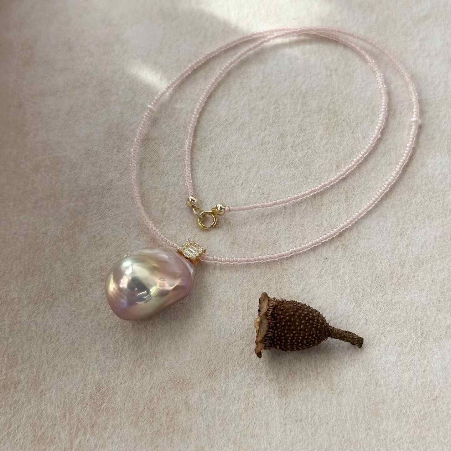 BLUSH DEW BAROQUE PEARL NECKLACE