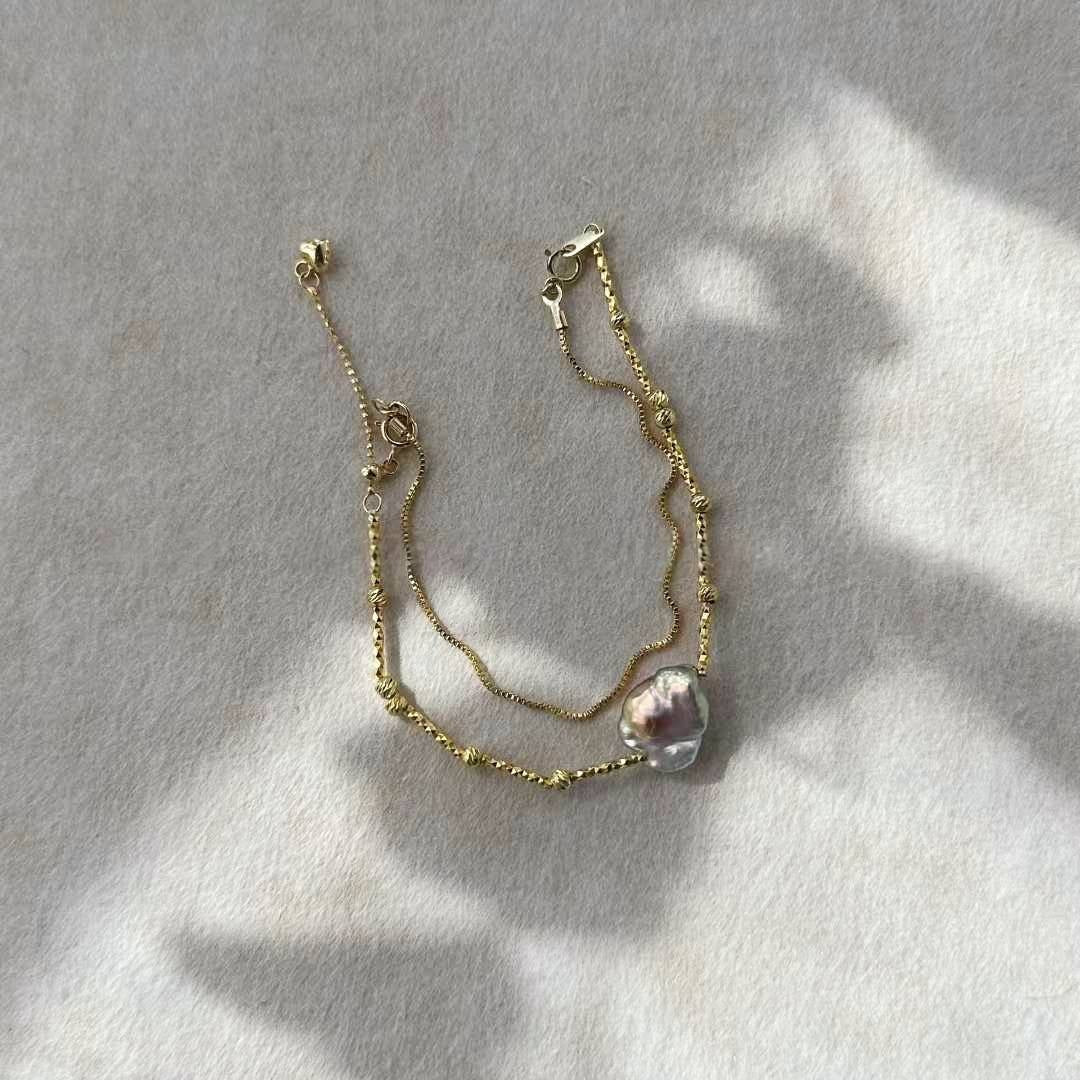 DOUBLE-LAYER WILD KESHI PEARL BRACELET
