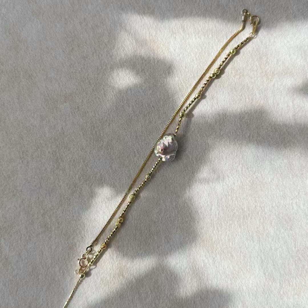 DOUBLE-LAYER WILD KESHI PEARL BRACELET