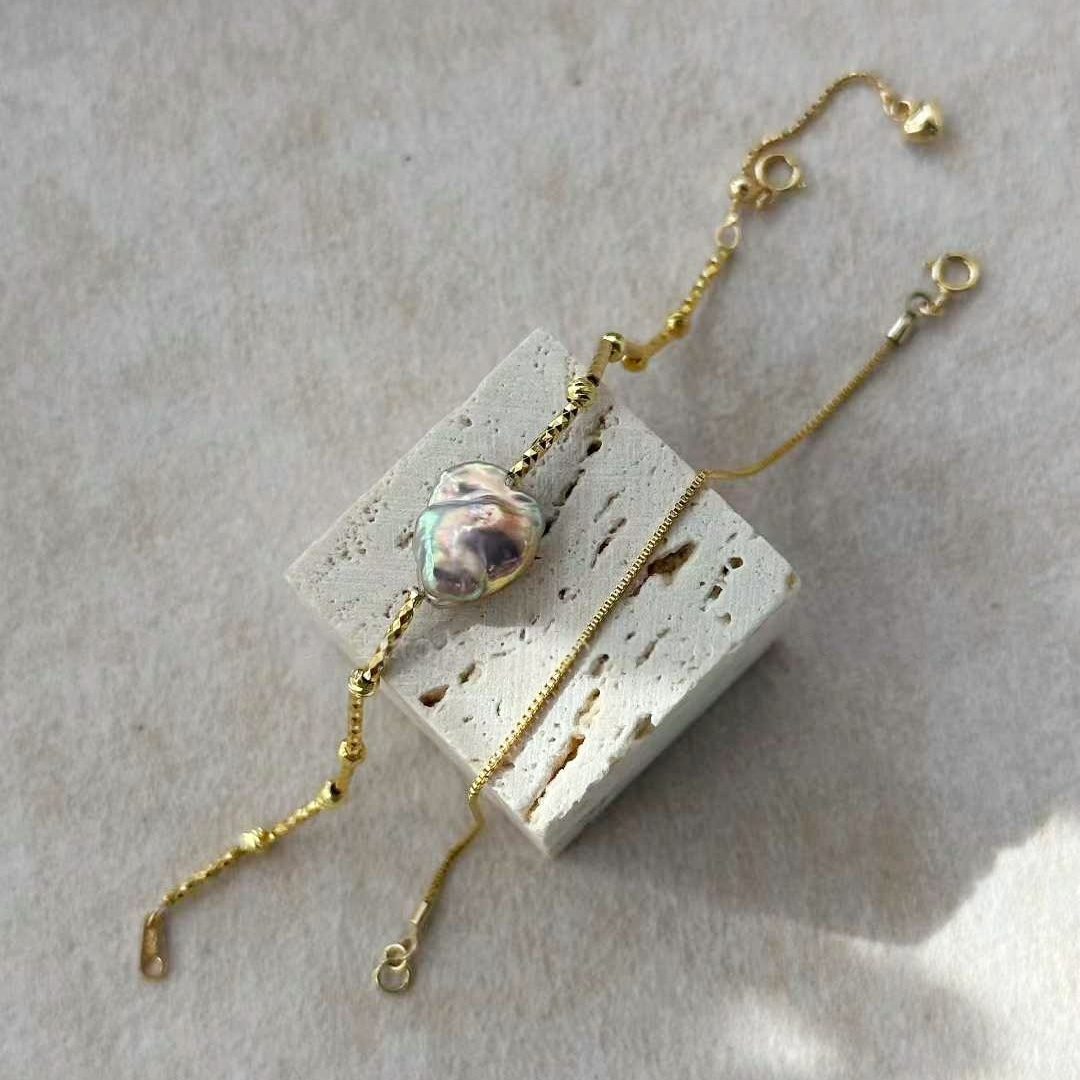 DOUBLE-LAYER WILD KESHI PEARL BRACELET