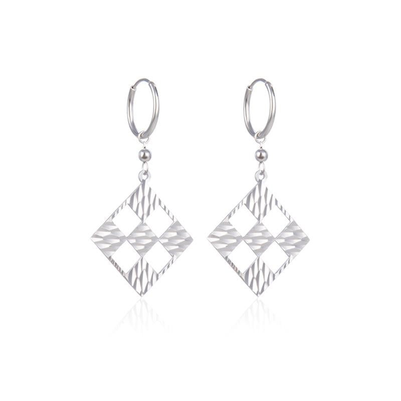 S925 Sterling Silver Square Grid Earrings