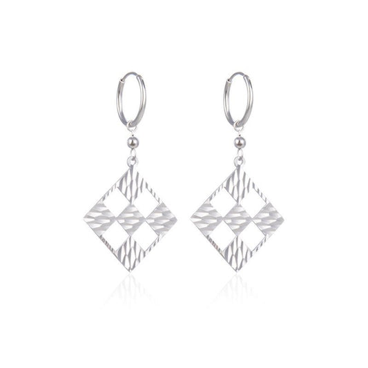 S925 Sterling Silver Square Grid Earrings