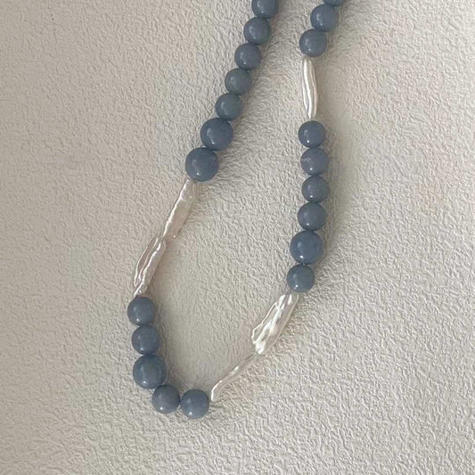 PERUVIAN BLUE OPAL ASYMMETRY NECKLACE